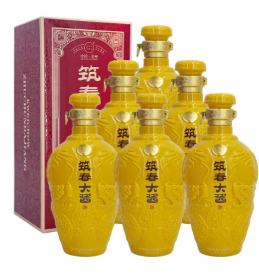 筑春 筑春大酱 黄龙瓶 筑春酒 53度 盒装 酱香型白酒 750mlx6瓶